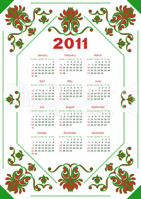 Calendar for 2011.