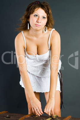 Beautiful girl with suitcase