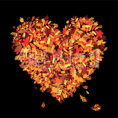I love autumn! Heart shape from falling leaves