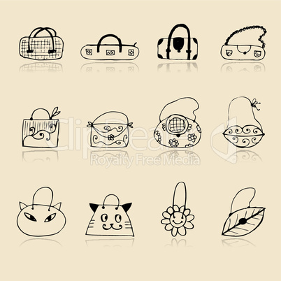 Collection of bags, sketch drawing for your design