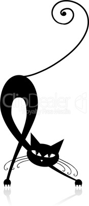 Graceful black cat silhouette for your design