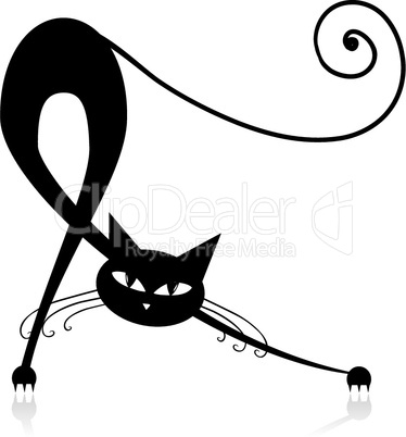 Graceful black cat silhouette for your design