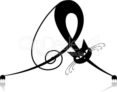 Graceful black cat silhouette for your design