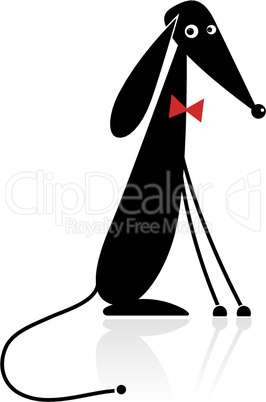 Funny black dog silhouette for your design