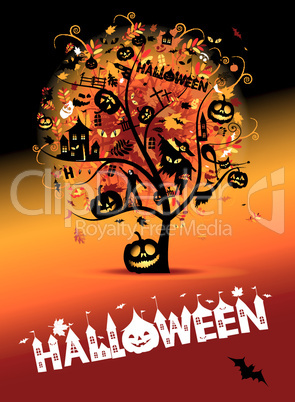 Halloween night party, concept tree for your design