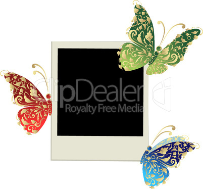 Photo frame design with butterfly decoration