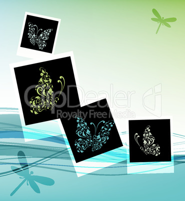 Collage design, insert your photos, background with beautiful butterflies
