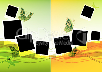 Collage design, insert your photos, background with beautiful butterflies