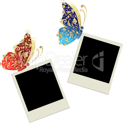Two photo frames with butterfly decoration