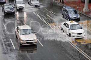 Car Driving On Flooded Street