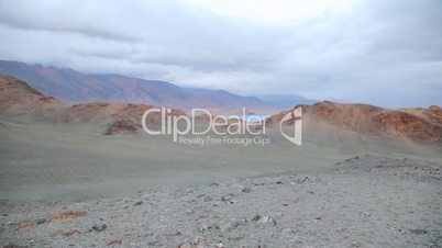 Sunset of Mountain lake Tolbo Nuur in Mongolian Altai