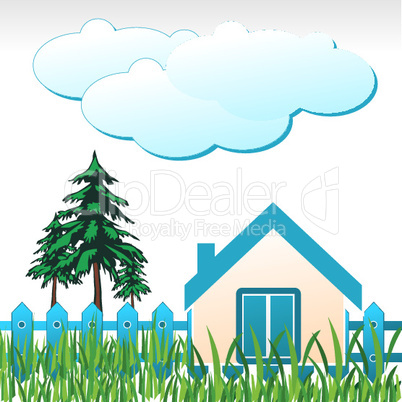 natural home with tree and cloud