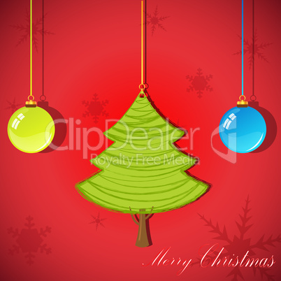 christmas card with xmas tree