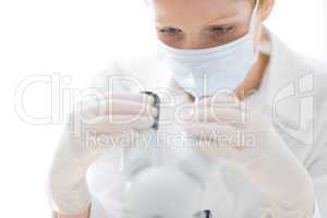 Microscope laboratory - woman medical research