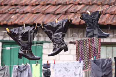 Shoes on the clothesline