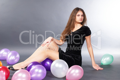 Woman with balloons