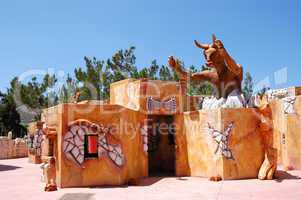 Knossos palace and Minotaur as tourist attraction at recreation