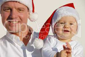 Weihnachtsfoto - Vater und Sohn -