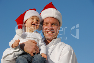 Weihnachtsfoto - Vater und Sohn -