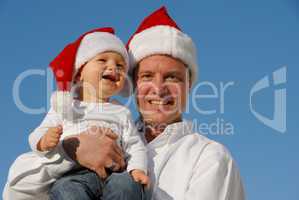 Weihnachtsfoto - Vater und Sohn -