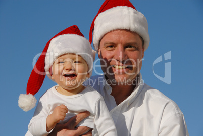 Weihnachtsfamilienporträt - Vater und Sohn -