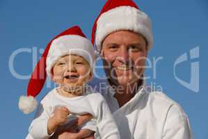 Weihnachtsfamilienporträt - Vater und Sohn -