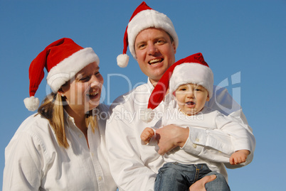 Weihnachtsfamilienfoto mit Kleinkind