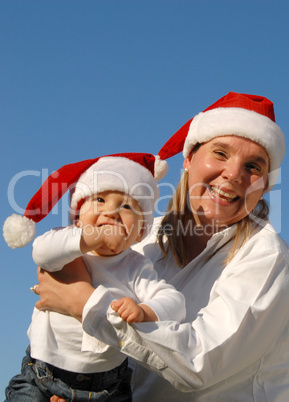 Weihnachtsfamilienporträt - Mutter und Sohn -