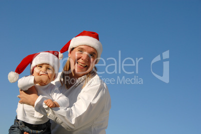 Weihnachtsfamilienporträt - Mutter und Sohn -