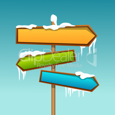 snowy direction board