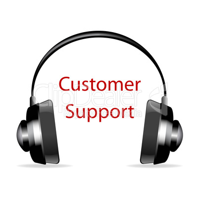 headphone with customer support text