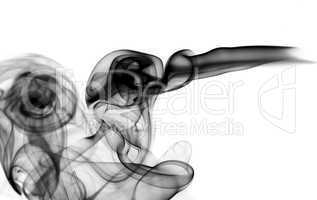 Abstract black smoke shape on white