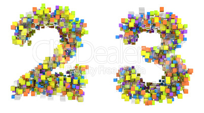 Abstract cubic font 2 and 3 figures