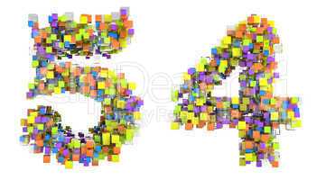 Abstract cubic font 4 and 5 figures