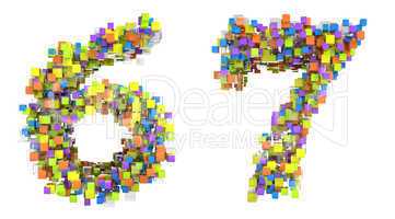 Abstract cubic font 6 and 7 figures