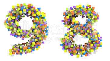 Abstract cubic font 8 and 9 figures