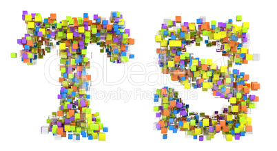 Abstract cubic font T and S letters