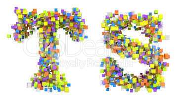 Abstract cubic font T and S letters