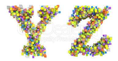 Abstract cubic font Y and Z letters