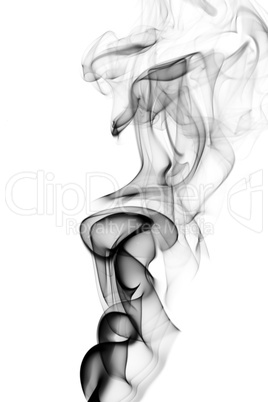 Black puff of abstract smoke on white