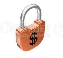 Locked padlock - dollar currency concept