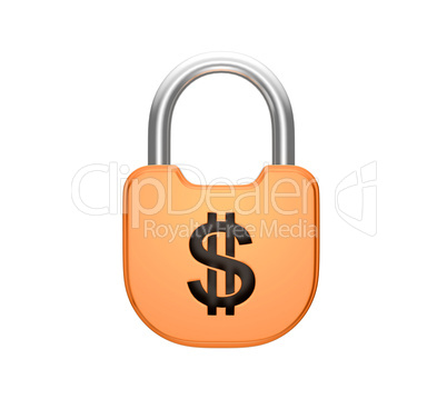 Locked padlock US dollar currency concept