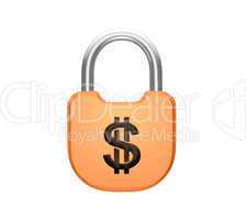 Locked padlock US dollar currency concept