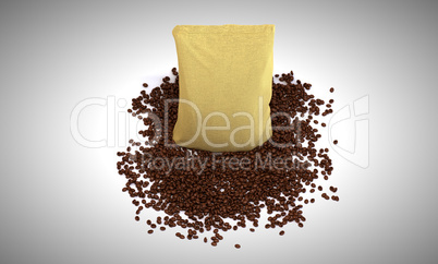 Top view of Sacking Pack on coffee beans