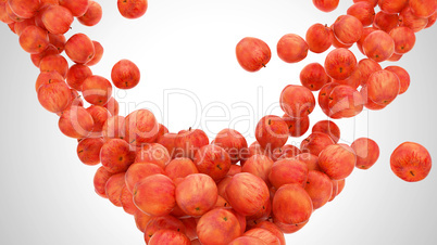 Group of Ripe Red apples falling