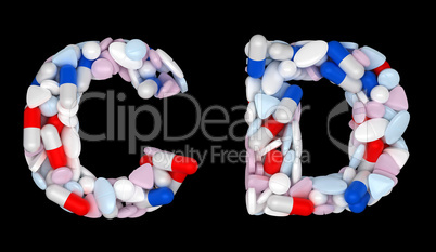 Healthcare font C and D pills letters
