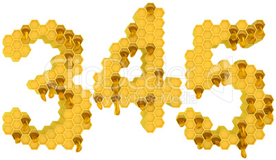 Honey font 3 4 and 5 numerals isolated