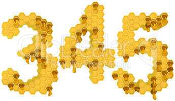 Honey font 3 4 and 5 numerals isolated