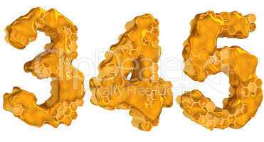 Honey font 3 4 and 5 numerals isolated