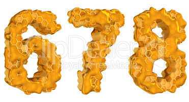 Honey font 6 7 and 8 numerals isolated